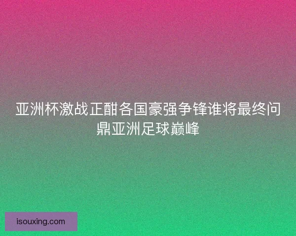 亚洲杯激战正酣各国豪强争锋谁将最终问鼎亚洲足球巅峰